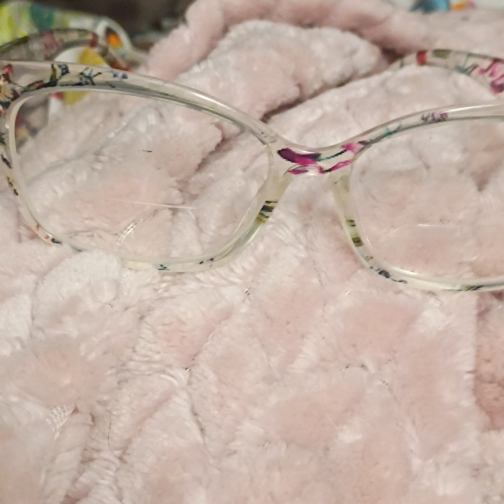 Clear Floral Pattern Eyeglasses - Translucent Pin… - image 4